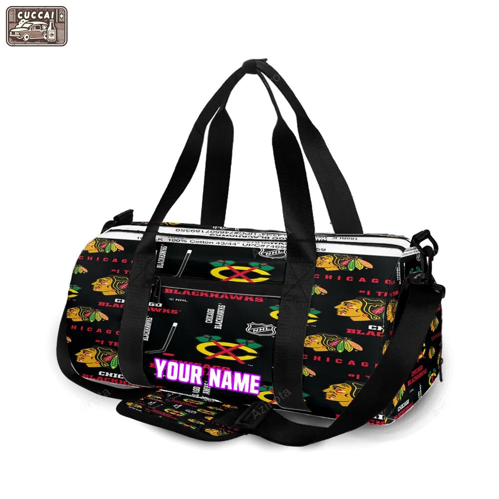 Chicago blackhawks symbol2 personalized name travel bag gym bag 1066 Travel Bag