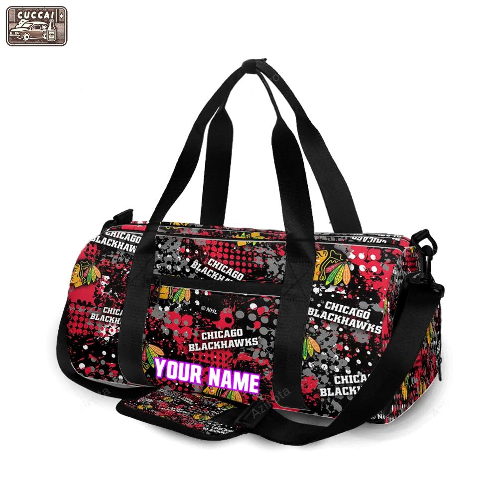 Chicago blackhawks symbol5 personalized name travel bag gym bag 1894 Travel Bag