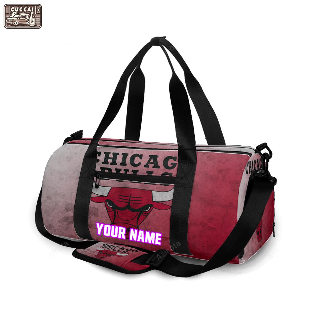 Chicago bulls emblem v34 personalized name travel bag gym bag 669 Travel Bag