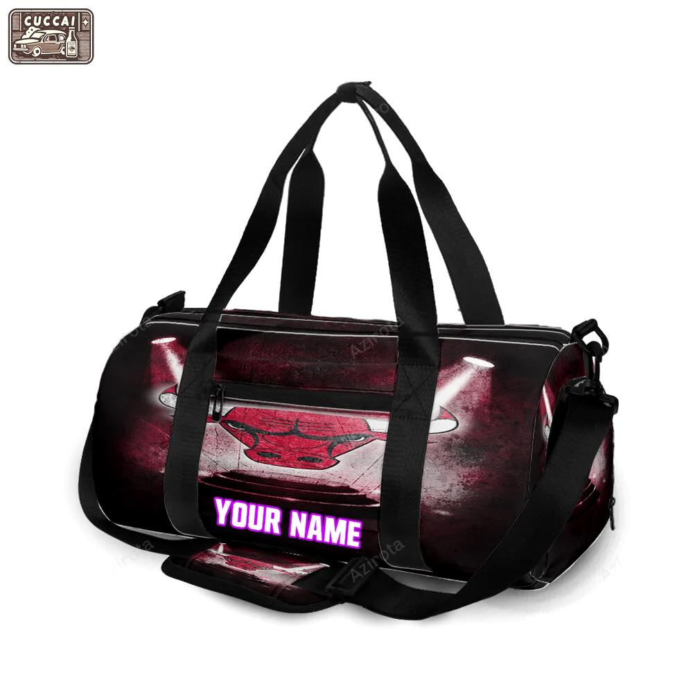 Chicago bulls emblem v35 personalized name travel bag gym bag 295 Travel Bag