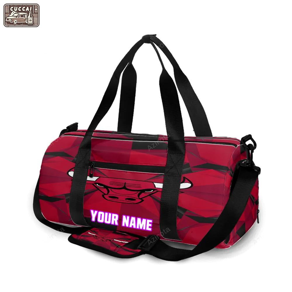Chicago bulls emblem v7 personalized name travel bag gym bag 181 Travel Bag