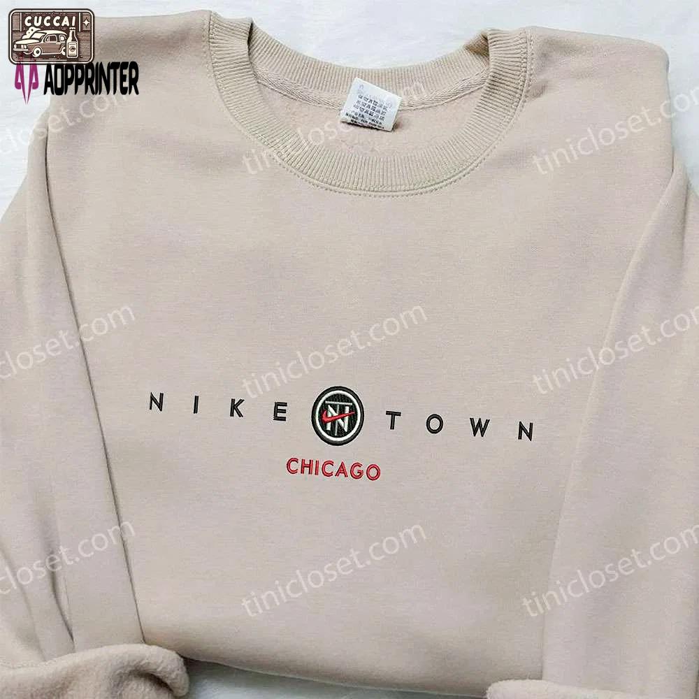 Chicago town x nike embroidered hoodie & shirt: perfect family gift with nike-inspired design Embroidered Shirt