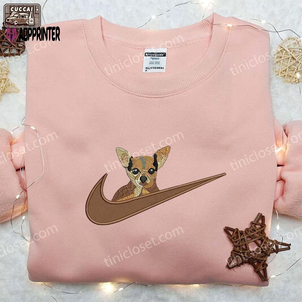 Chihuahua x nike embroidered shirt – animal & custom nike embroidery Embroidered Shirt