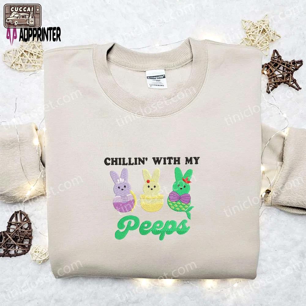 Chillin with my peeps: disney princesses shirt & hoodie – thanksgiving day gift ideas Embroidered Shirt