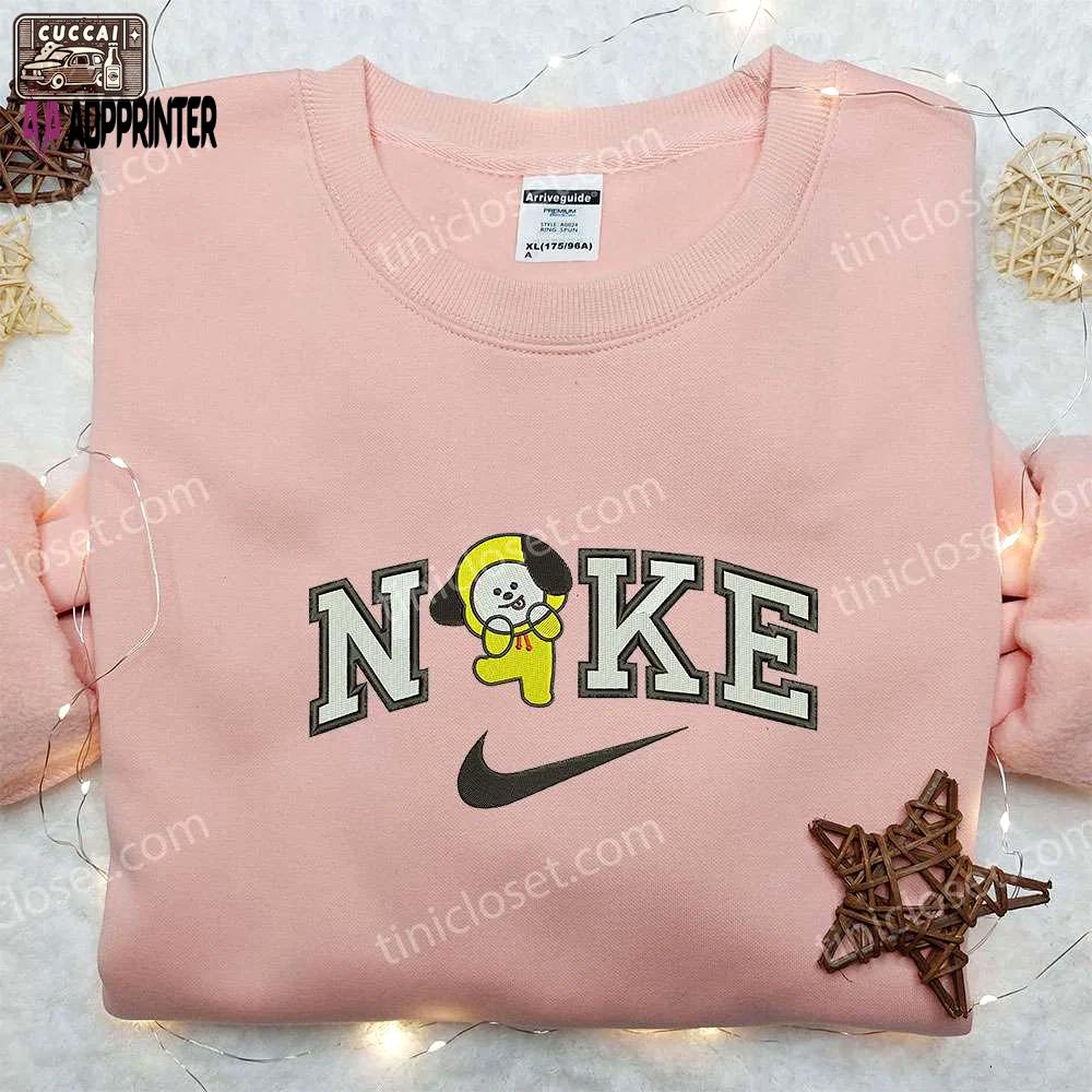 Chimmy bt21 x nike embroidered shirt – cartoon & custom design Embroidered Shirt