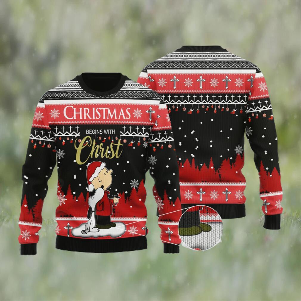 Christmas begins with christ woolen sweater Christmas Ugly Sweater