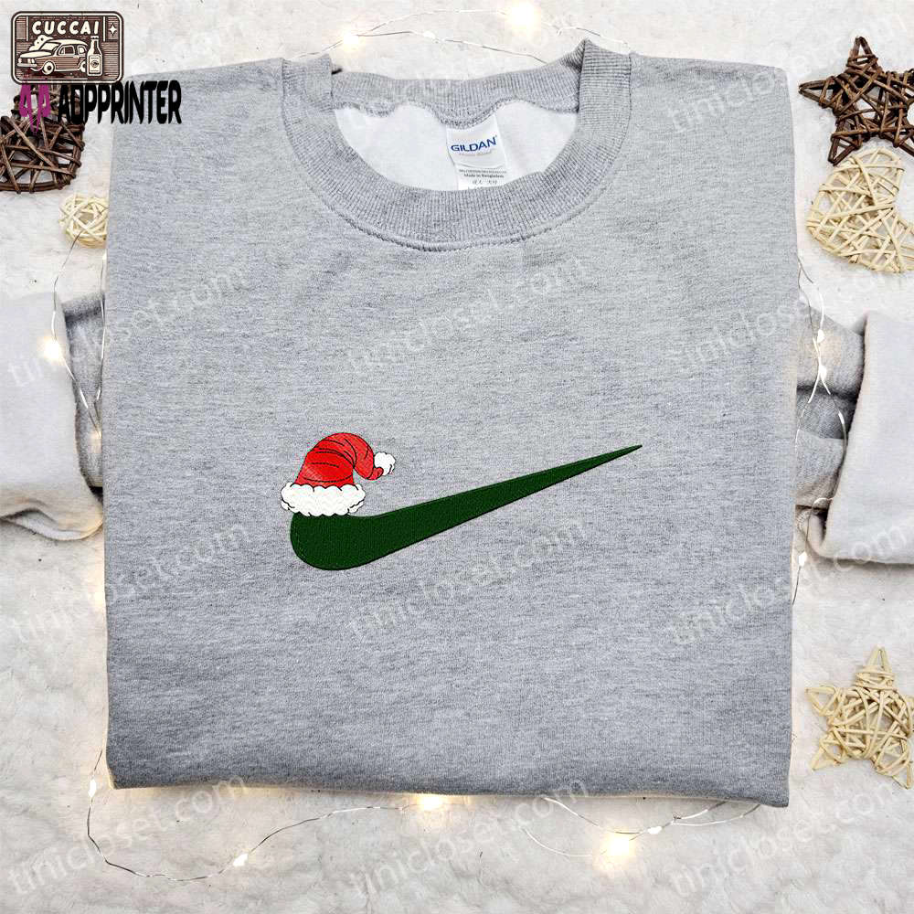 Christmas hat x swoosh embroidered sweatshirt: nike inspired best gift ideas Embroidered Shirt