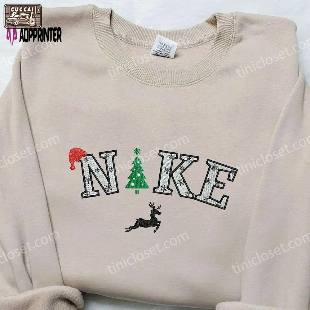 Christmas tree x nike embroidered hoodie & shirt: best christmas gift ideas Embroidered Shirt