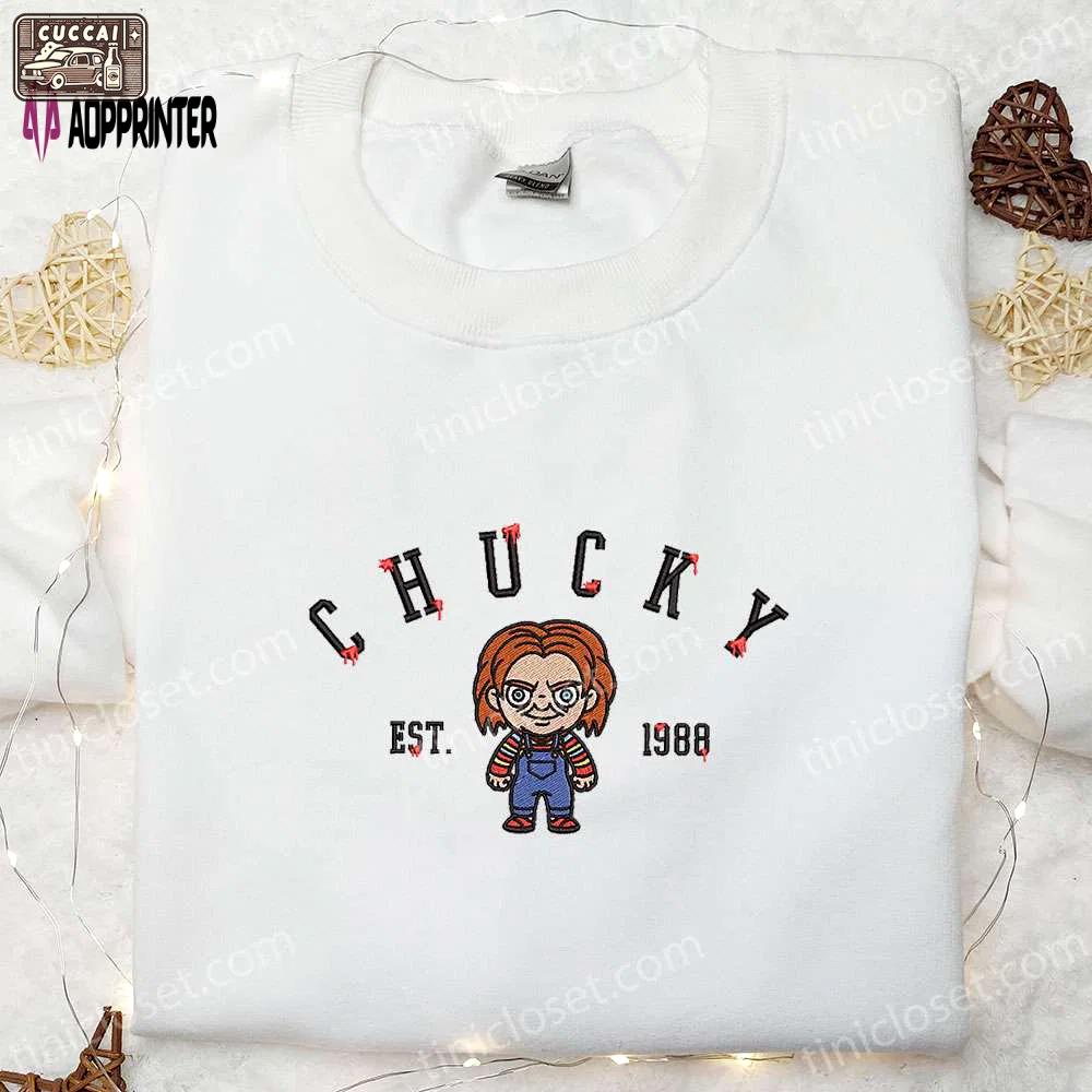 Chucky est 1988 embroidered shirt – horror characters gift for halloween Embroidered Shirt