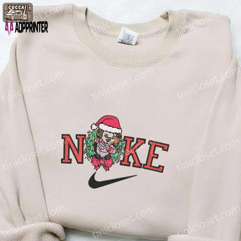Chucky laurel wreath x nike christmas embroidered sweatshirt – best cartoon shirt for christmas gift Embroidered Shirt