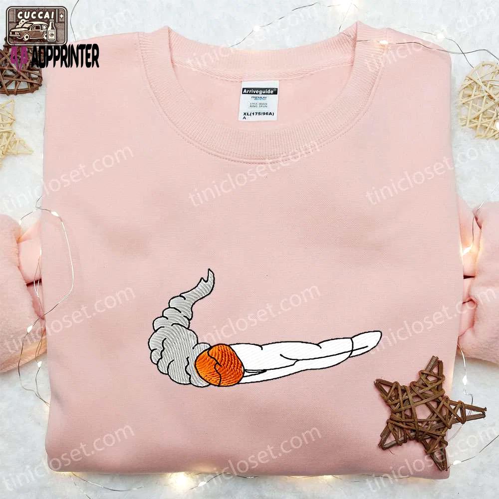 Cigarette x nike swoosh embroidered tshirt: best nike inspired shirt for him perfect gift Embroidered Shirt