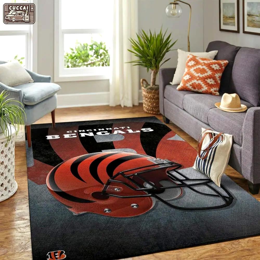 Cincinnati bengals nfl area rugs team helmet living room carpet sports rug Rectangle Rug
