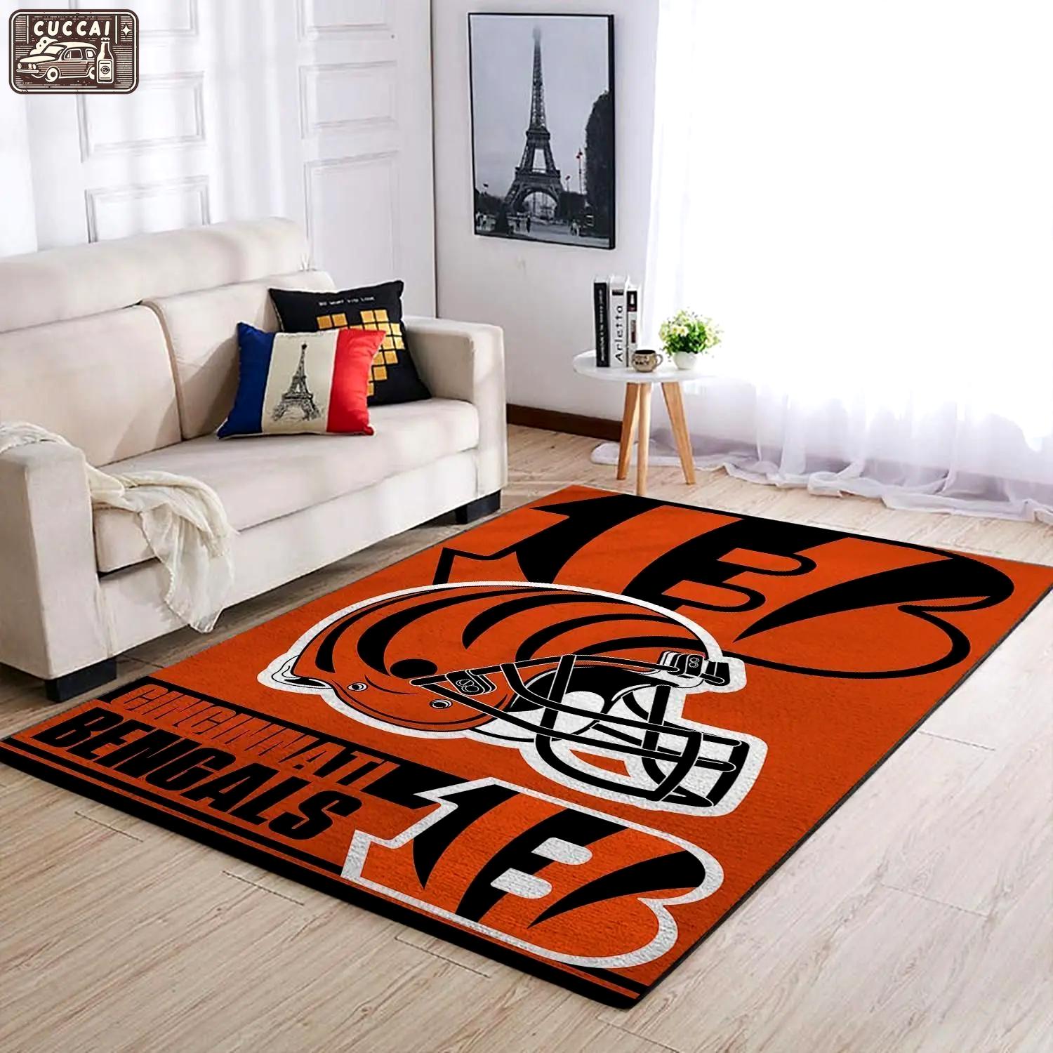 Cincinnati bengals nfl team logo area rug home decor living room rug Rectangle Rug