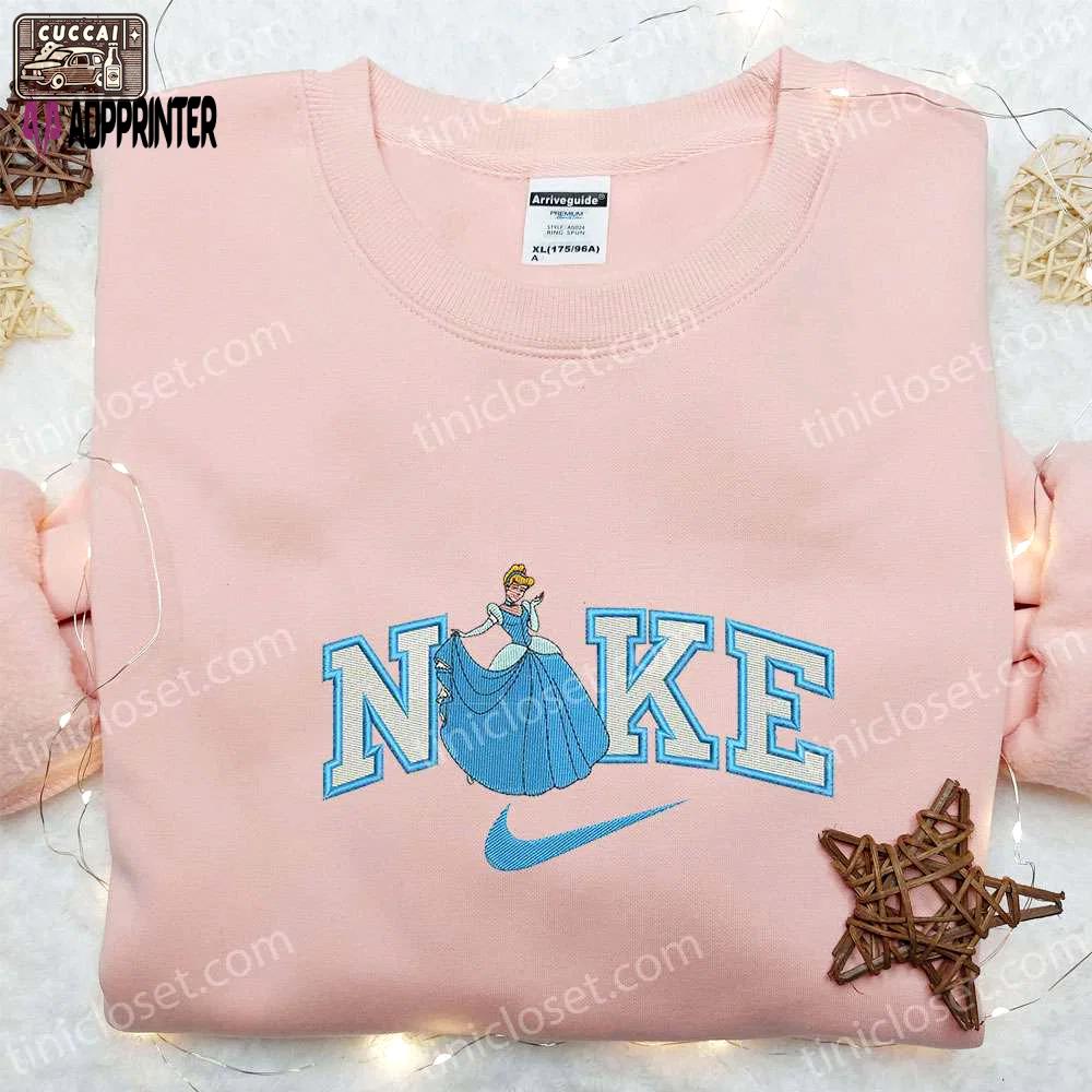 Cinderella x nike cartoon embroidered shirt: disney inspired nike branded tee Embroidered Shirt