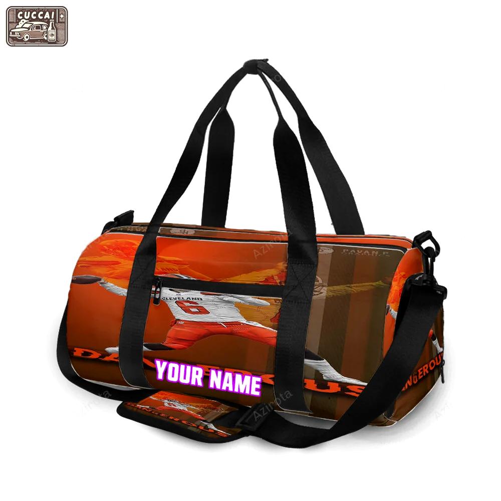 Cleveland browns baker mayfield 06 dan6erous personalized name travel bag gym bag 2151 Travel Bag