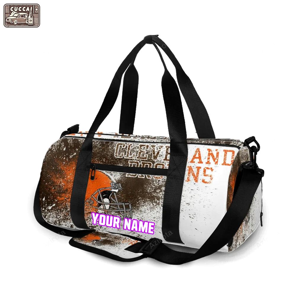 Cleveland browns logo art v1 personalized name travel bag gym bag 348 Travel Bag
