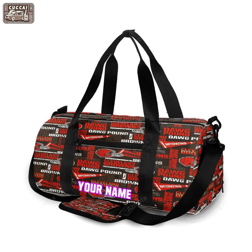 Cleveland browns logo v11 personalized name travel bag gym bag 850 Travel Bag