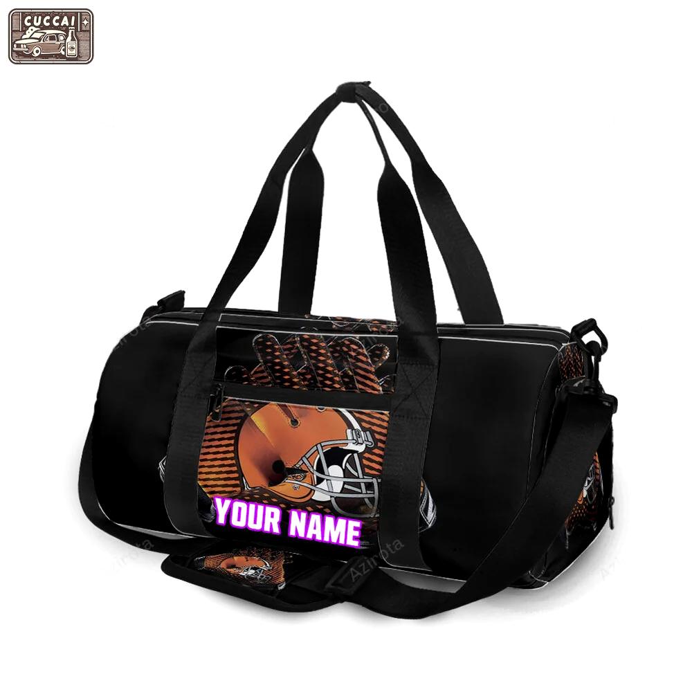 Cleveland browns logo v3 personalized name travel bag gym bag 84 Travel Bag