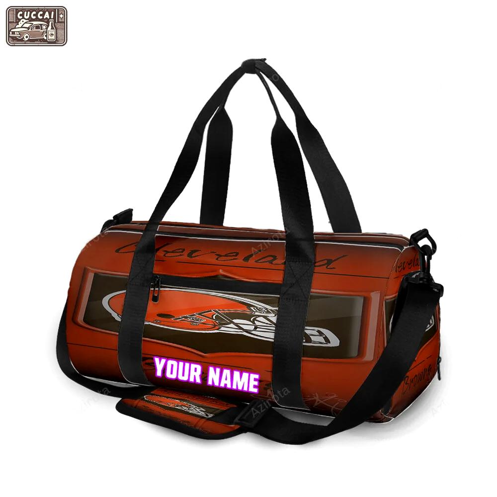 Cleveland browns logo v4 personalized name travel bag gym bag 678 Travel Bag
