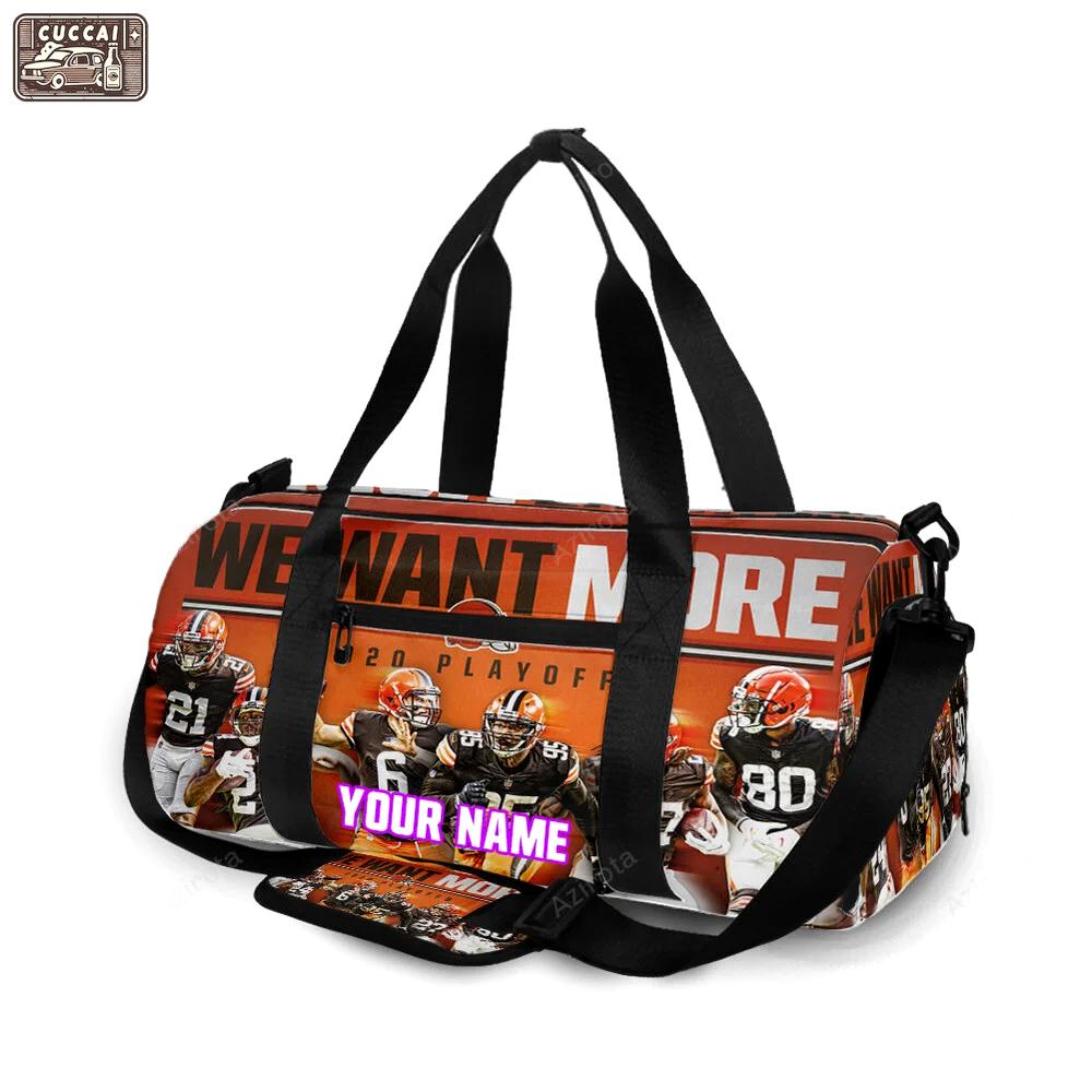 Cleveland browns players we want more 1 personalized name travel bag gym bag 1893 Travel Bag