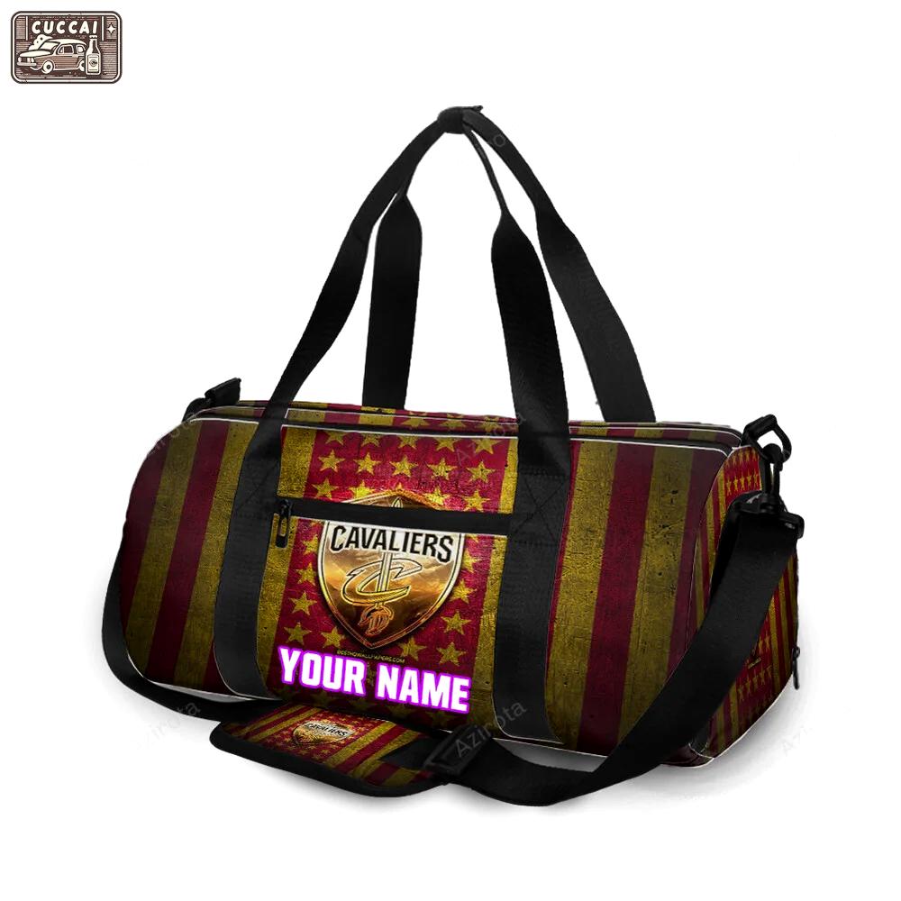 Cleveland cavaliers flag golden logo personalized name travel bag gym bag 271 Travel Bag