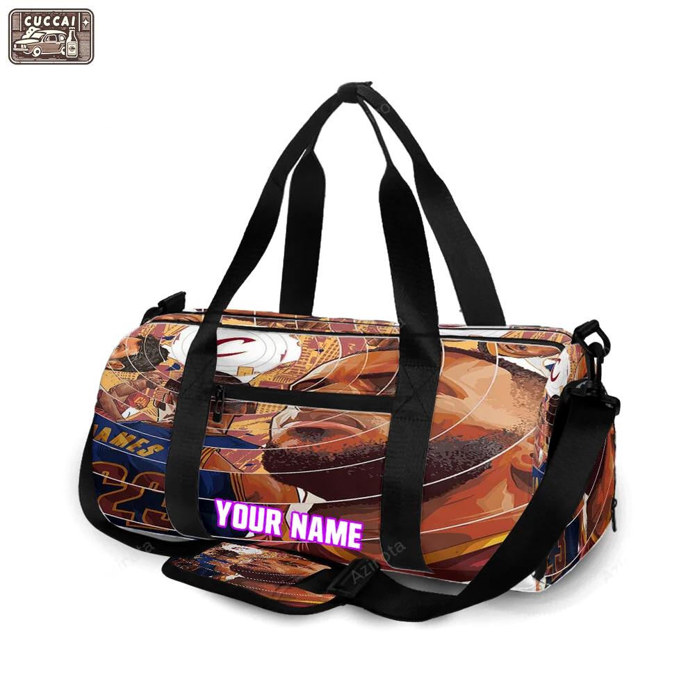 Cleveland cavaliers lebron james 23 v10 personalized name travel bag gym bag 1142 Travel Bag