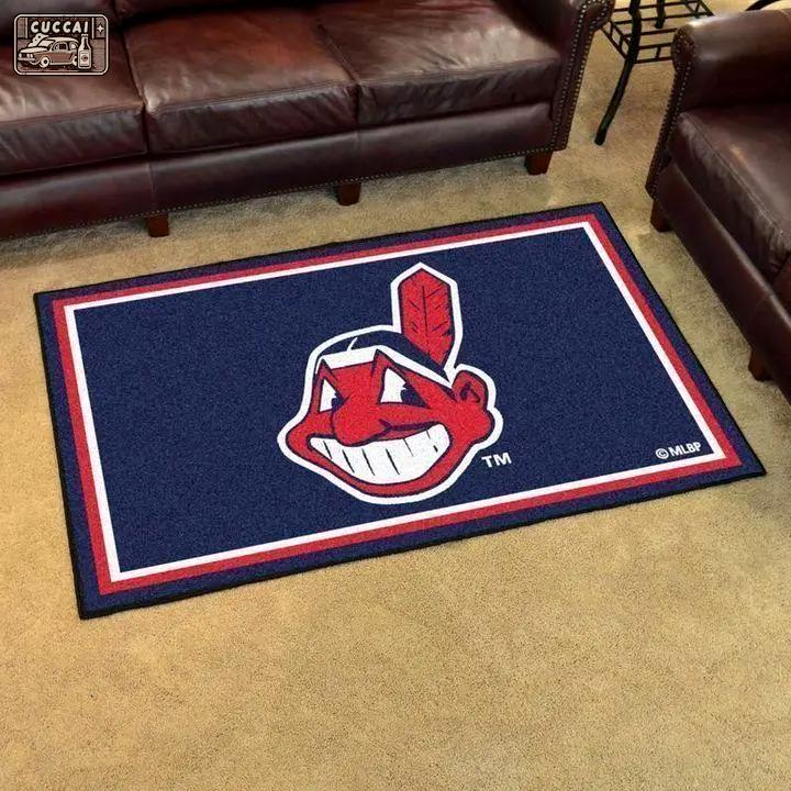 Cleveland indians area rug mlb baseball team logo rug regtangle floor decor v579 Rectangle Rug
