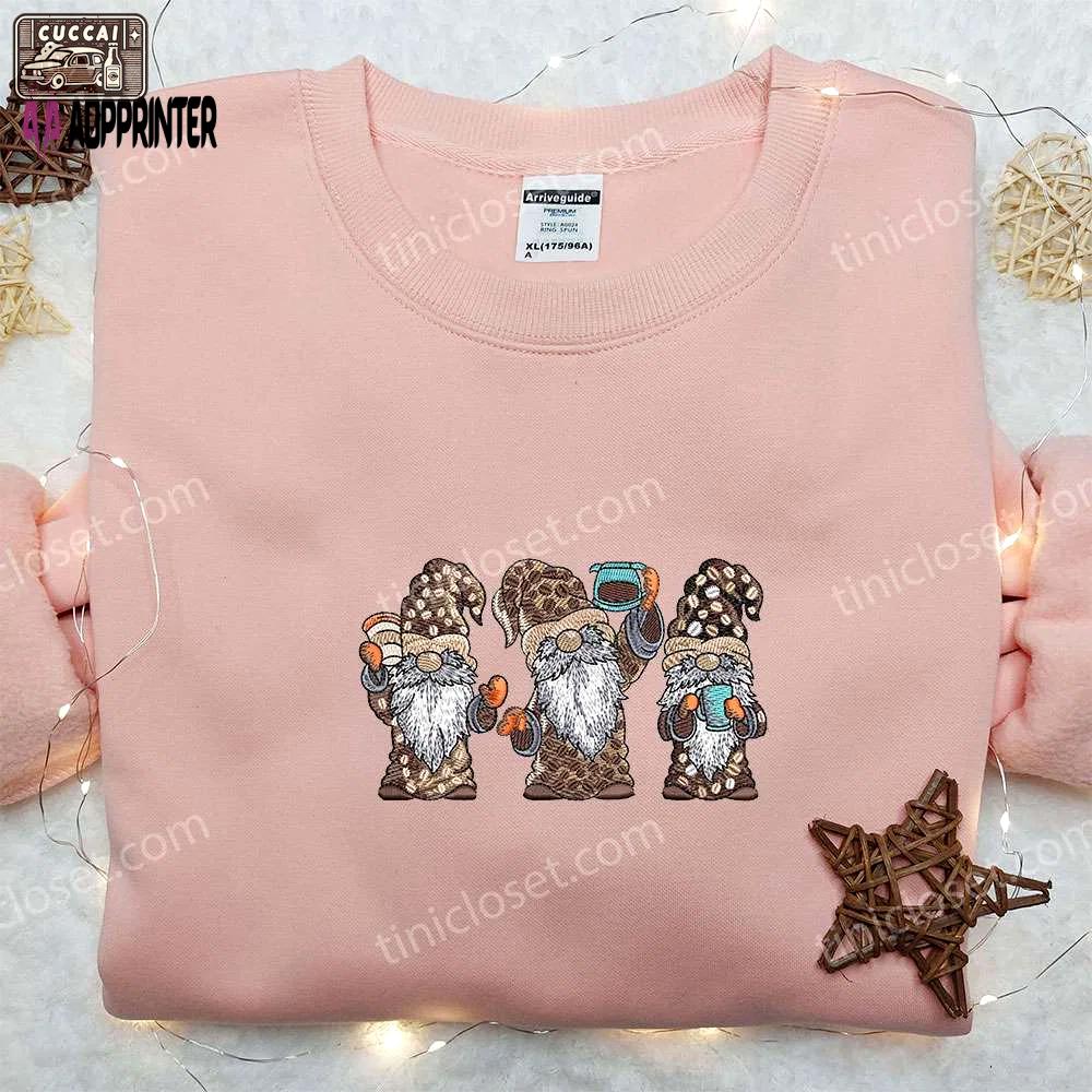 Coffee gnomes embroidered shirt: unisex gift best for family Embroidered Shirt