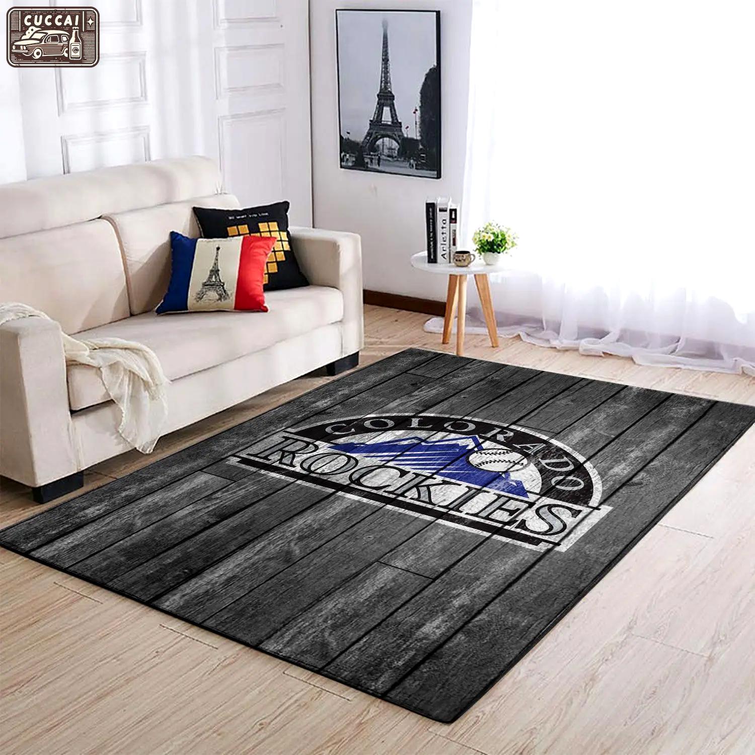 Colorado rockies wooden style mlb team logo area rug living room rug 1 Rectangle Rug