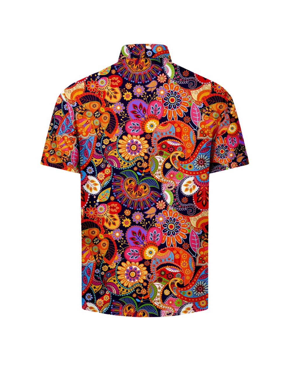 Colorful daisy cartoon pattern men's short sleeve button down shirt for summer outdoor, resort vacation hawaiian shirt Hawaii Shirt Shorts & Flip Flops