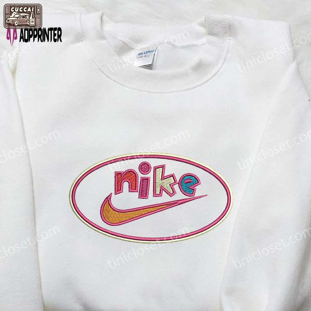 Colorful nike embroidered sweatshirt: best birthday gift idea with nike inspired embroidered shirt Embroidered Shirt