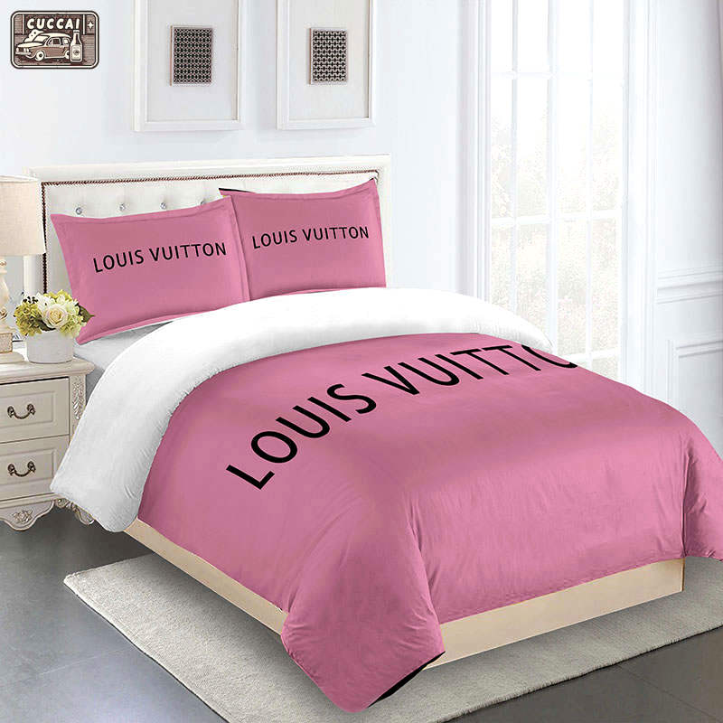 Comforter sets dark pink louis vuitton bedding set  home decoration Bedding Sets