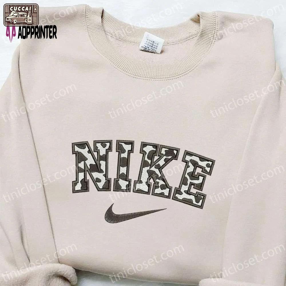 Cow motifs x nike: embroidered hoodie & shirt – best family gifts Embroidered Shirt