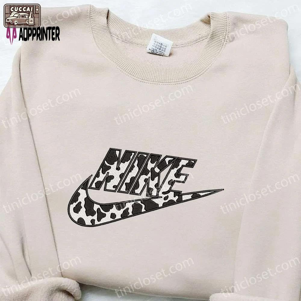 Cow pattern x nike hoodie & embroidered shirt: best family gifts Embroidered Shirt