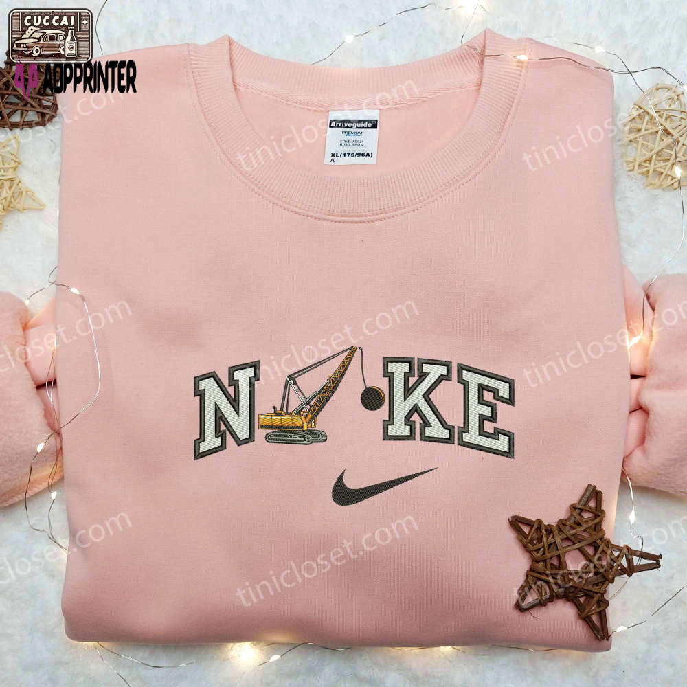 Crane ball x nike embroidered shirt – unique transportation & custom design Embroidered Shirt