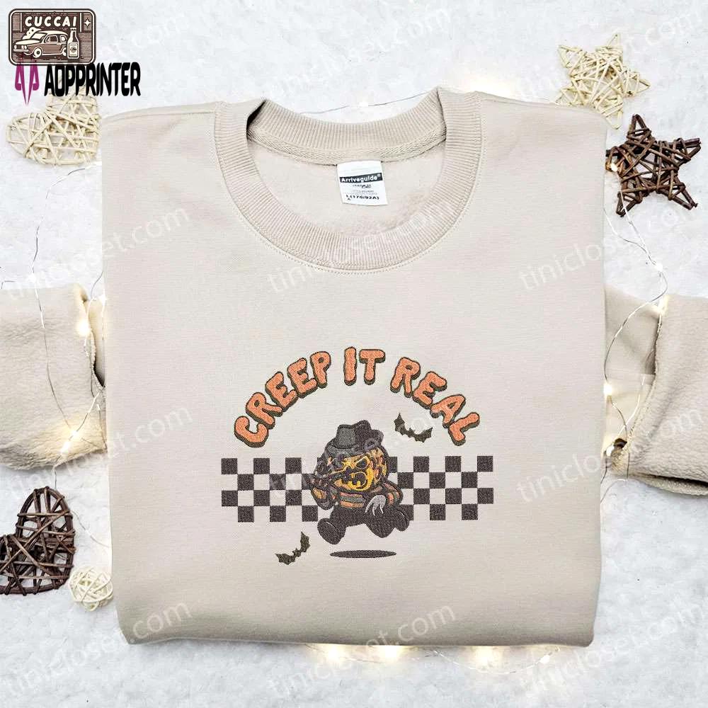 Creep it real freddy krueger pumpkin sweatshirt – nightmare on elm street halloween shirt best gift ideas Embroidered Shirt