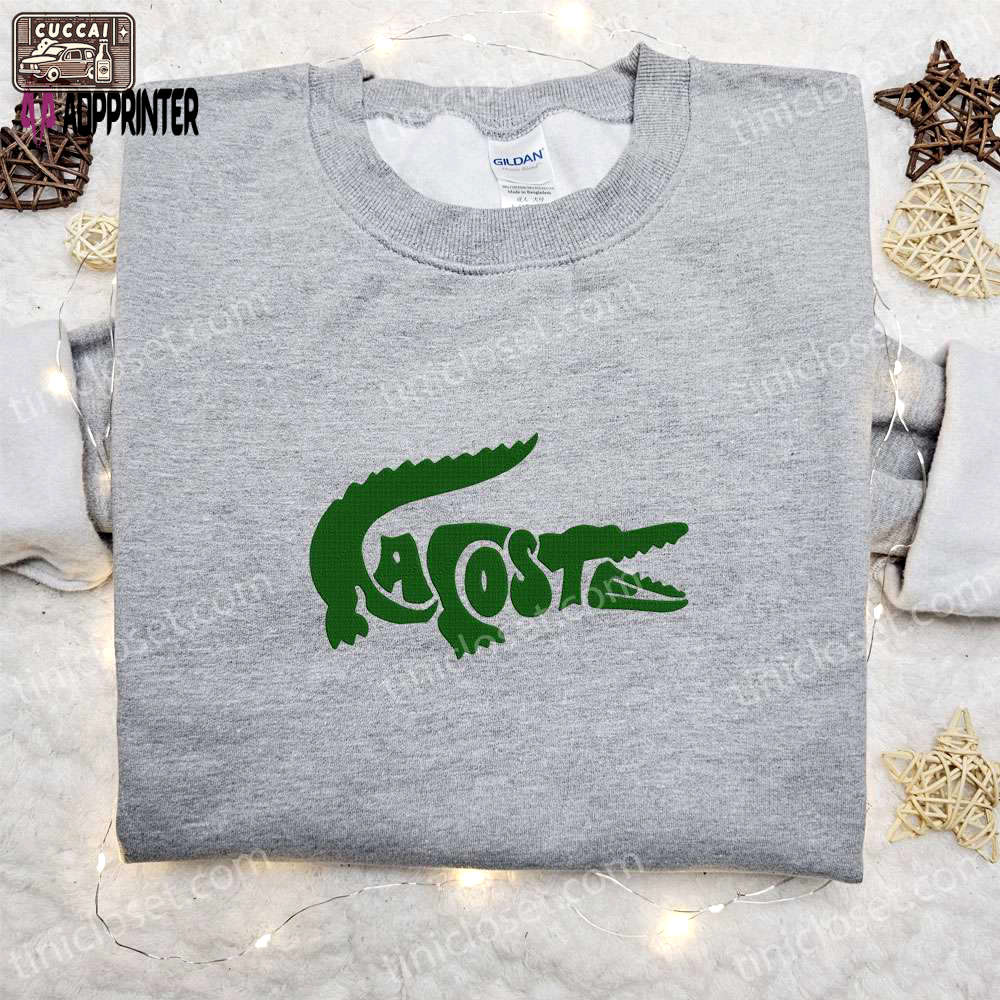 Crocodile lacoste x swoosh embroidered sweatshirt: nike inspired shirt best birthday gift for family Embroidered Shirt