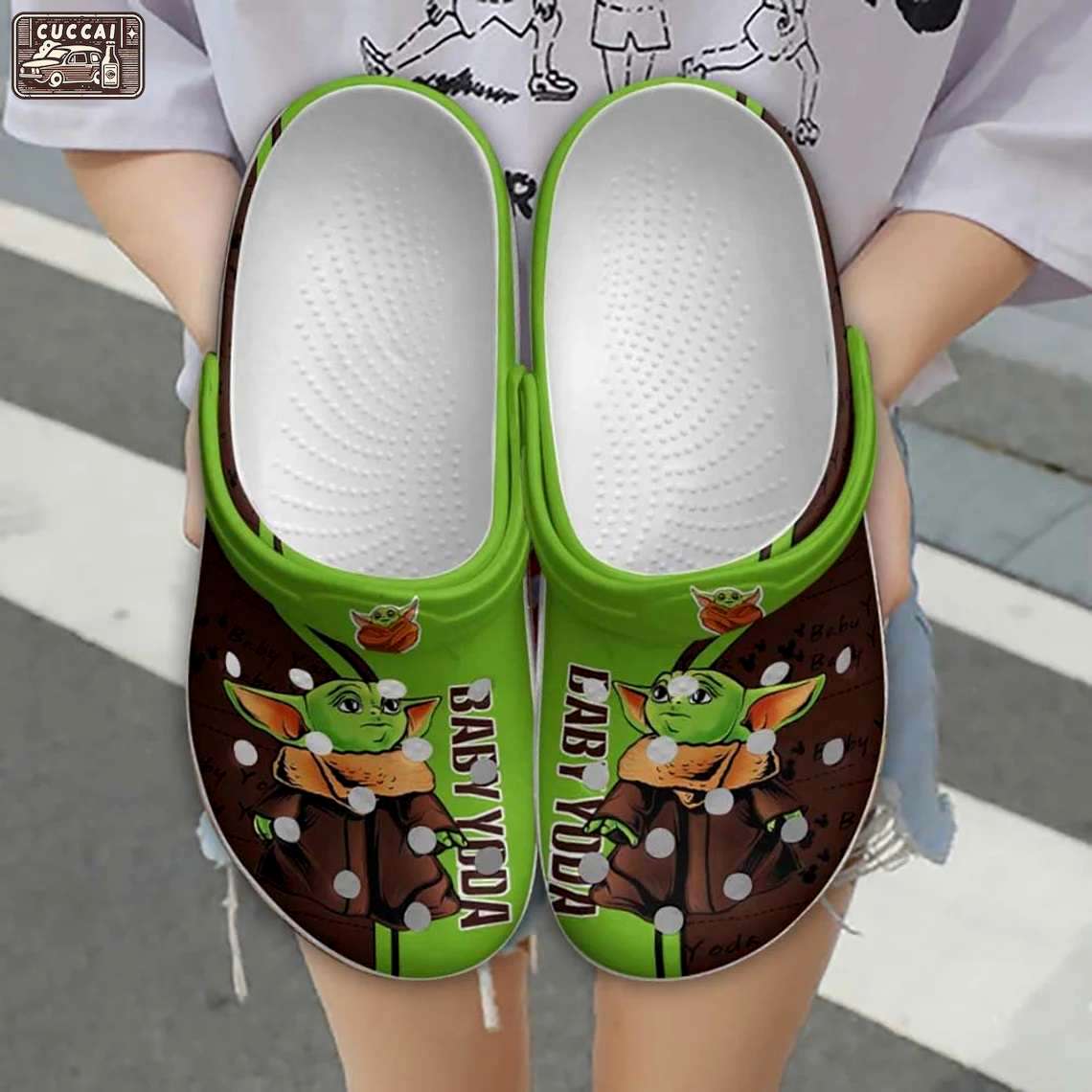 Crocs outfit - baby yoda star wars strips brown green disney graphic cartoon unisex crocs clogs crocband shoes - 164 Crocs Outfit