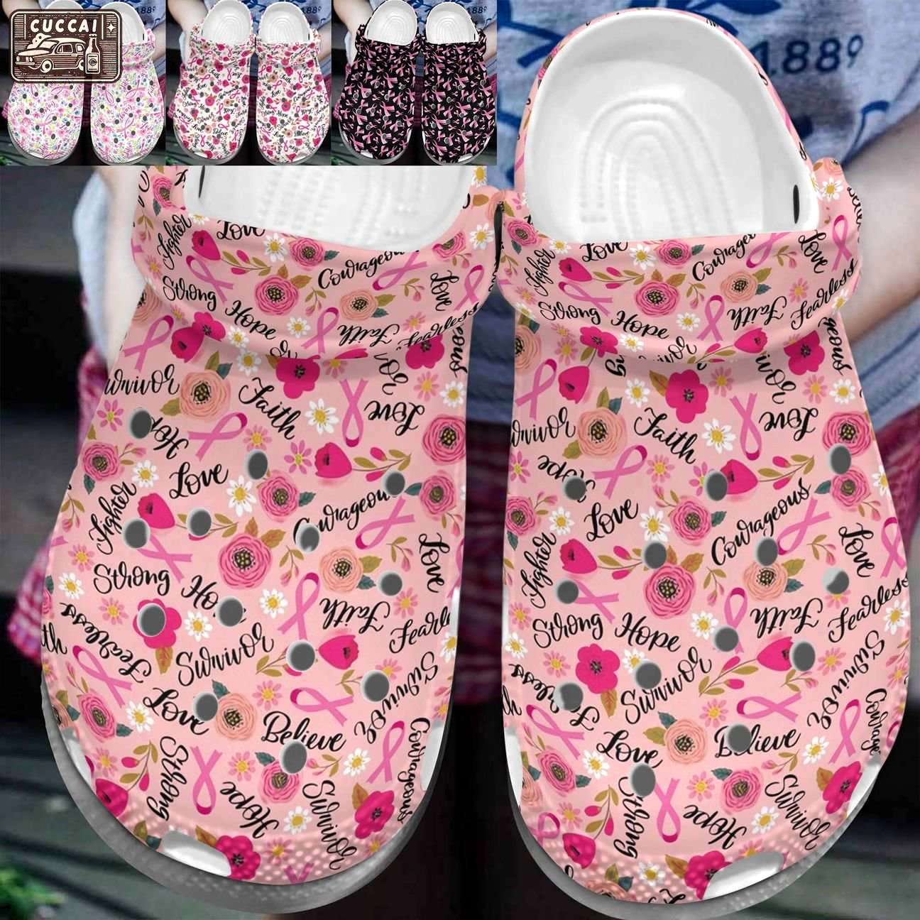 Crocs outfit - breast cancer awareness warrior crocs crocband clog shoes - 305 Crocs Outfit