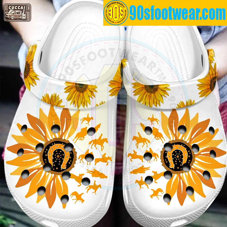Crocs outfit - crocs with sunflowers horse rider sunflower custom classic clog - 438 Crocs Outfit