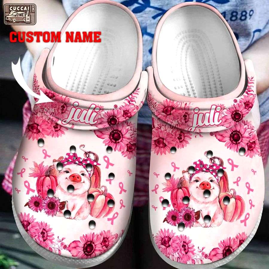 Crocs outfit - custom name breast cancer crocs pig lover pink sunflower crocs clogs crocband shoes - 463 Crocs Outfit