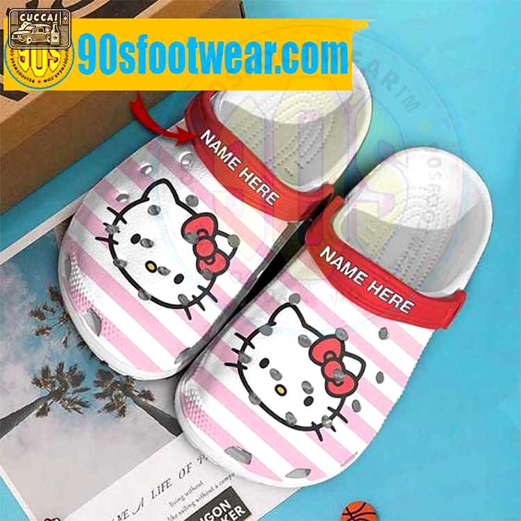 Crocs outfit - hello kitty personalized crocs – pink line pattern custom name crocband clog shoes - 1227 Crocs Outfit