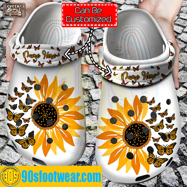 Crocs outfit - personalized crocs with sunflowers butterflies with sunflowers custom classic clog - 1688 Crocs Outfit