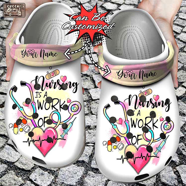 Crocs outfit - personalized nursing is a work of heart crocs clog shoes - 1800 Crocs Outfit