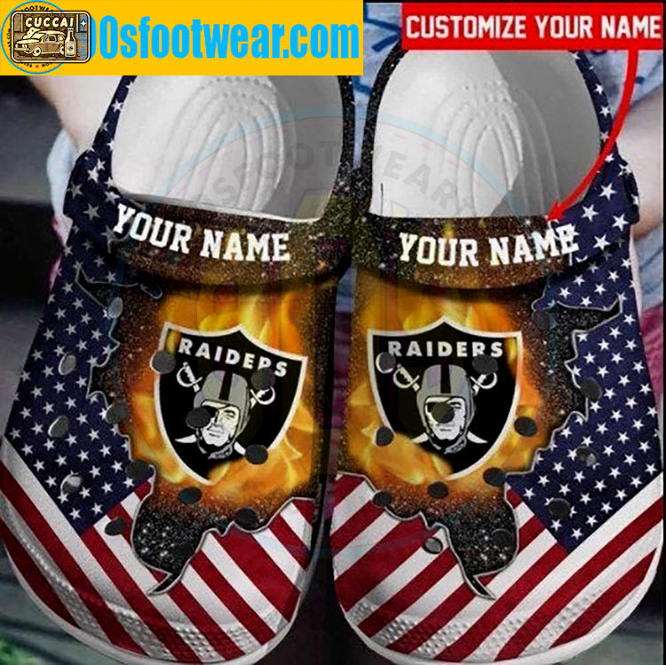 Crocs outfit - personalized raider crocs american flag las vegas raiders football team custom classic clog - 1812 Crocs Outfit