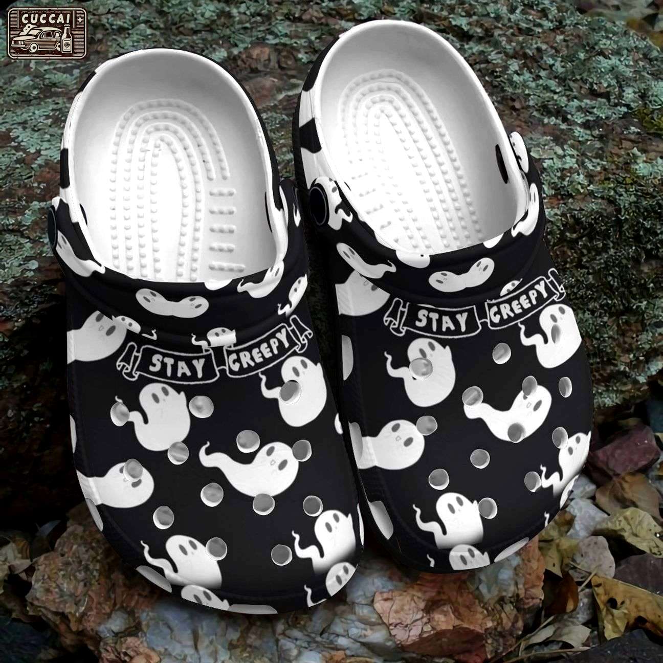 Crocs outfit - stay creepy boo ghost halloween crocs clogs crocband shoes - 2097 Crocs Outfit