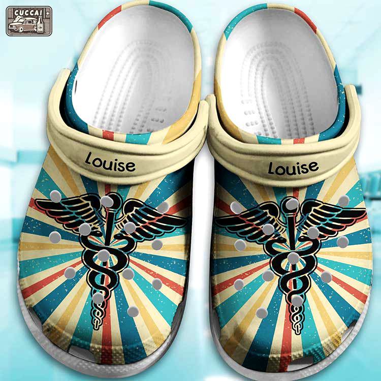 Crocs outfit - vintage retro nurse caduceus personalized shoes crocs clogs - 2252 Crocs Outfit