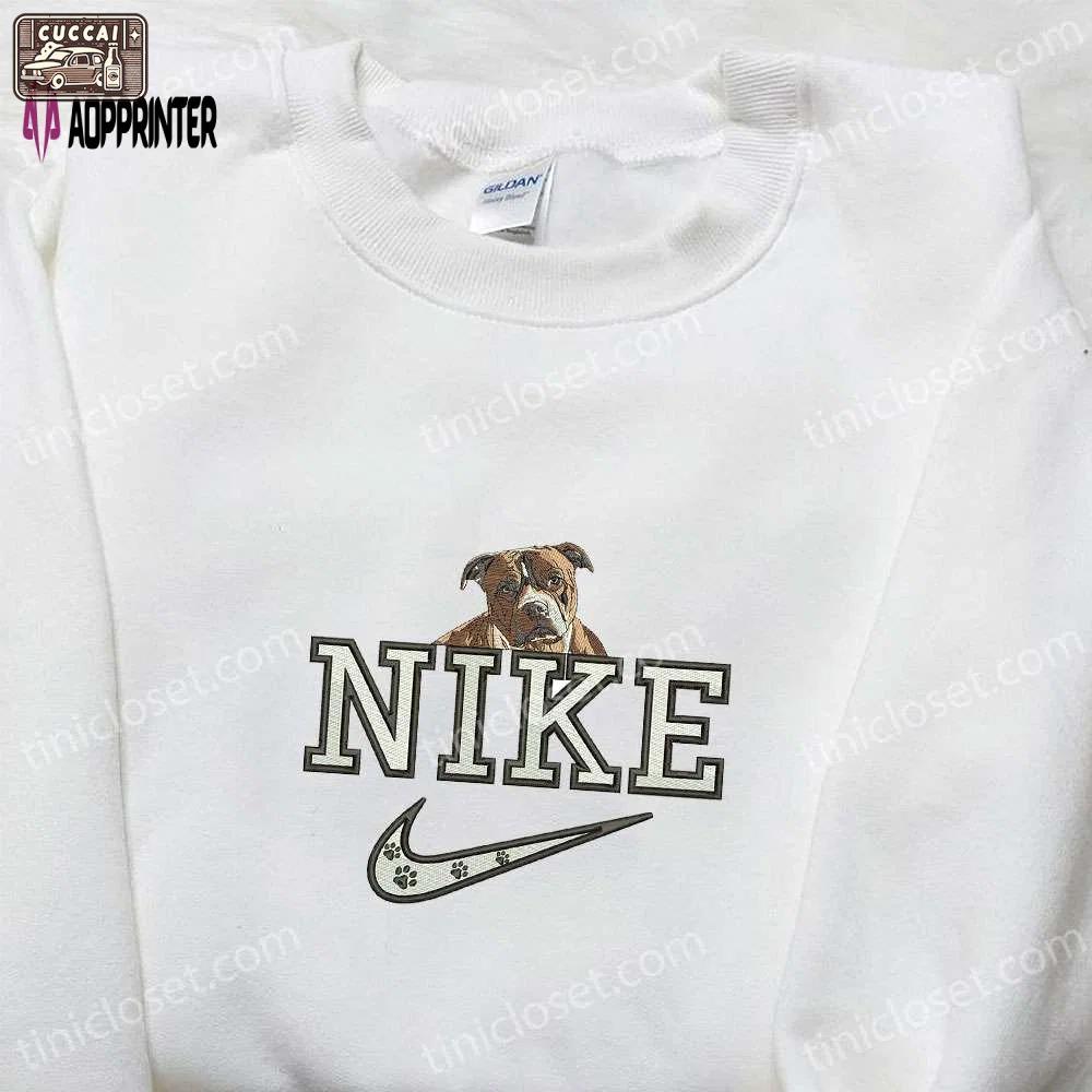 Custom boxer dog x nike embroidered shirt: unique animal nike tee great birthday gift idea Embroidered Shirt