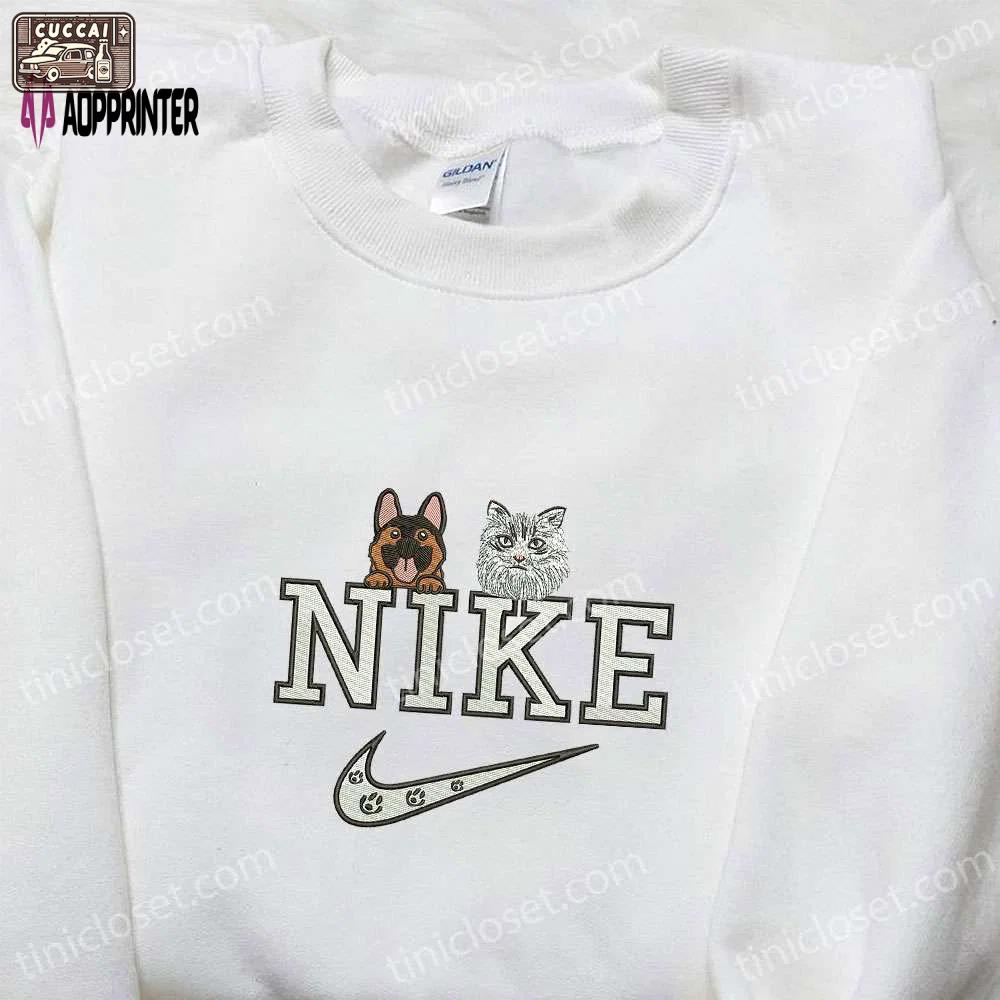 Custom dog and cat nike embroidered shirt: perfect birthday gift idea Embroidered Shirt
