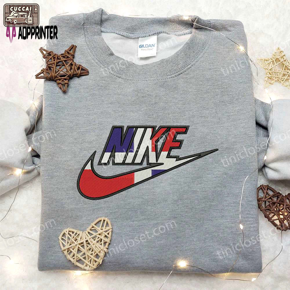 Custom dominican flag x nike embroidered shirt – perfect gift for husband Embroidered Shirt